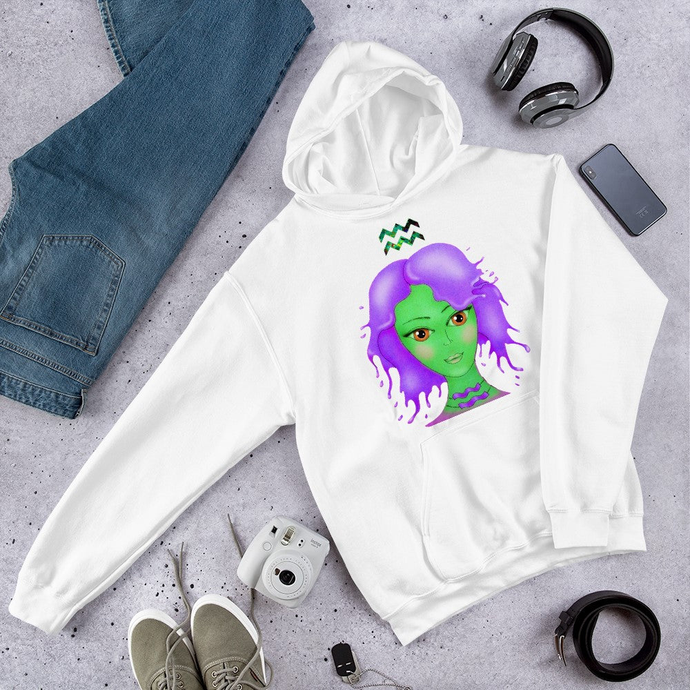 Athletic Casualwear Hoodie for Women- Aquarius Sun Sign. WickedYo.